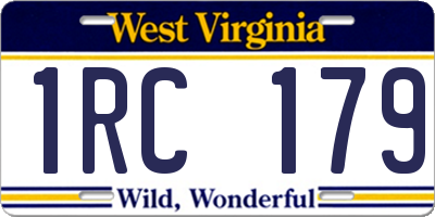 WV license plate 1RC179