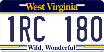 WV license plate 1RC180