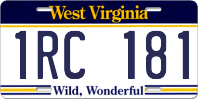 WV license plate 1RC181