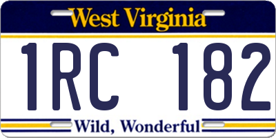 WV license plate 1RC182