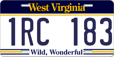 WV license plate 1RC183