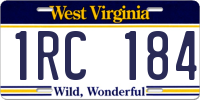 WV license plate 1RC184