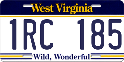 WV license plate 1RC185