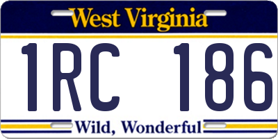 WV license plate 1RC186