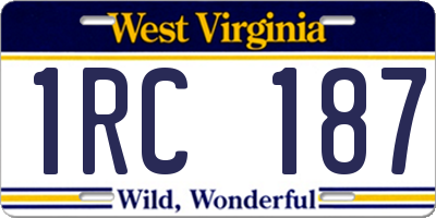 WV license plate 1RC187