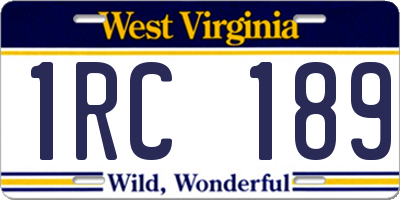WV license plate 1RC189