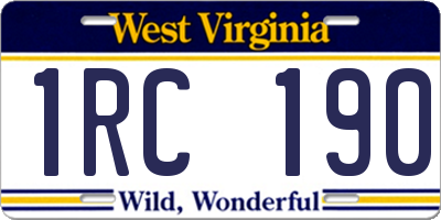 WV license plate 1RC190