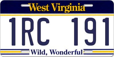 WV license plate 1RC191