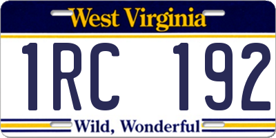 WV license plate 1RC192