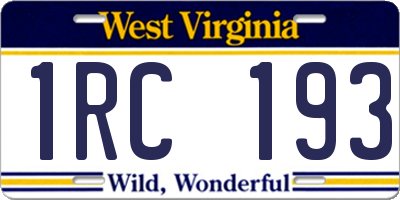WV license plate 1RC193