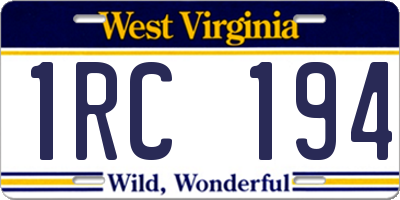 WV license plate 1RC194