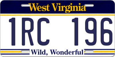 WV license plate 1RC196