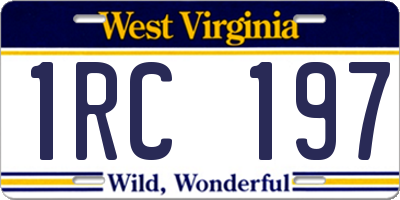 WV license plate 1RC197