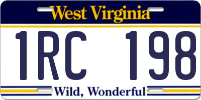 WV license plate 1RC198