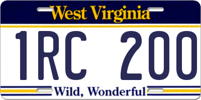 WV license plate 1RC200
