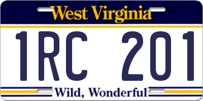 WV license plate 1RC201