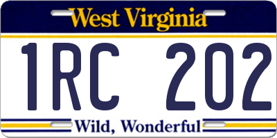 WV license plate 1RC202