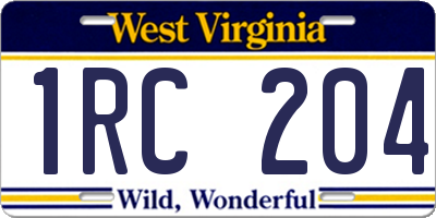 WV license plate 1RC204