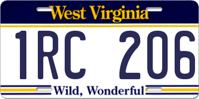 WV license plate 1RC206