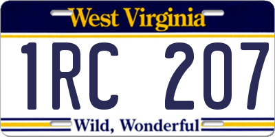 WV license plate 1RC207