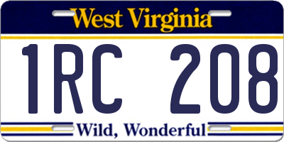 WV license plate 1RC208
