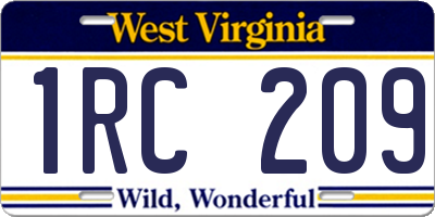 WV license plate 1RC209