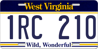 WV license plate 1RC210