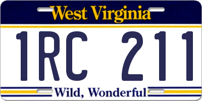 WV license plate 1RC211