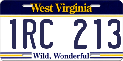WV license plate 1RC213
