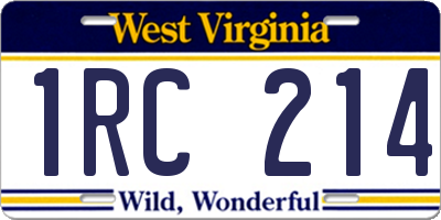 WV license plate 1RC214