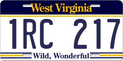 WV license plate 1RC217