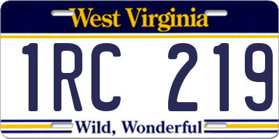 WV license plate 1RC219
