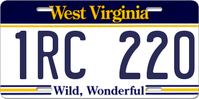 WV license plate 1RC220