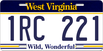 WV license plate 1RC221