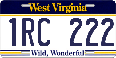 WV license plate 1RC222