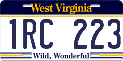 WV license plate 1RC223