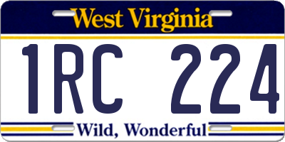 WV license plate 1RC224