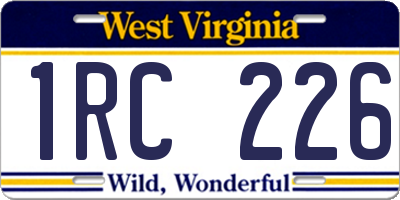 WV license plate 1RC226