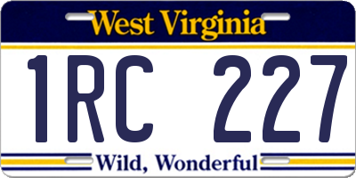 WV license plate 1RC227
