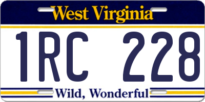 WV license plate 1RC228