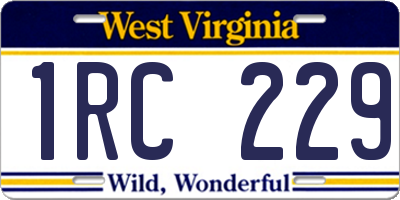 WV license plate 1RC229