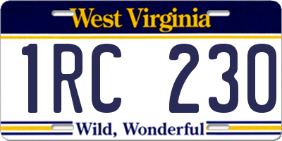 WV license plate 1RC230