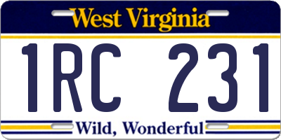 WV license plate 1RC231