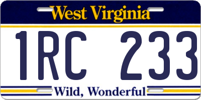 WV license plate 1RC233