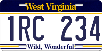 WV license plate 1RC234