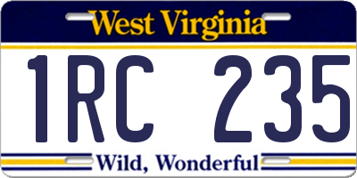 WV license plate 1RC235