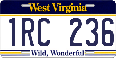 WV license plate 1RC236