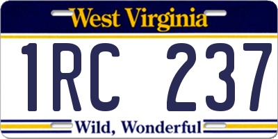 WV license plate 1RC237
