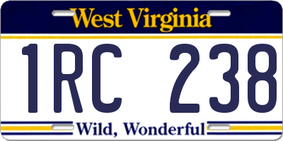 WV license plate 1RC238
