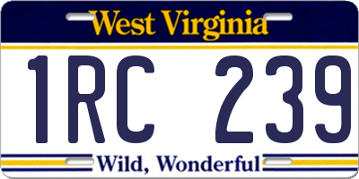 WV license plate 1RC239